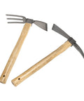 2 Piece Garden Hoe Tools Set With 15 Inch Carbon Steel Cultivator Hand Tiller And Hand Pick Axe, Pro Grade Build, Beech Handles