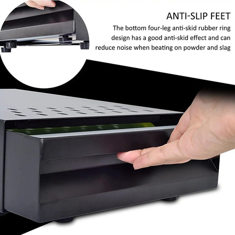 Real Deal Stainless Steel Knock Box For Espresso Machines Heavy Duty Grounds Container with anti-slip rubber feet and easy access drawer.