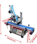 No Sweat Automatic Flat Labeling Machine With Heavy Duty Conveyor For Rapid Bottle Packaging, 42.12" height, touchscreen interface.