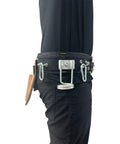 Side view of Beefy Heavy Duty Scaffold Tool Belt For Carpenters With Nail Bag And Three Pouches, Adjustable Waist 29 To 46 Inches