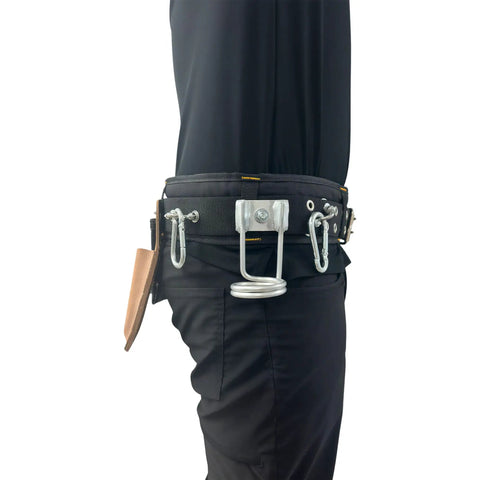Side view of Beefy Heavy Duty Scaffold Tool Belt For Carpenters With Nail Bag And Three Pouches, Adjustable Waist 29 To 46 Inches