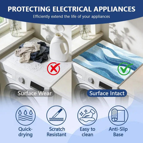 Washing Machine Topper And Dryer Surface Guard 23.6x19.7Inch Waterproof Dust Cover Laundry Mat showing surface protection