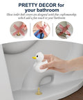 2 Pack Ceramic White Duck Toilet Bolt Covers With 4 Round Cap Washers shown being easily installed on toilet bolt