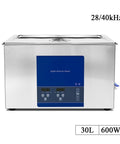 30L Ultrasonic Cleaner With 600W Power And 40KHZ Frequency For Deep Engine Parts Auto Component PCB Piston Oil Rust Removal Machine, front view with control panel.