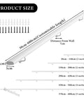 Heavy Duty Wrought Iron Stair Handrail Indoor Outdoor Rust Resistant Custom Length Grab Rail with size and installation details