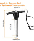 Heavy Duty Stainless Steel T Handle Locking Pin With Push Button Quick Release And Lanyard, Five Eighths Inch Pin Diameter