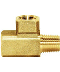 Brass Street Tee Three Way NPT Pipe Fitting Adapter With One Quarter Inch Female Ends And One Quarter Inch Male End for plumbing