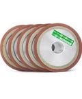 Five Diamond Grinding Wheel Cutter Grinder For Carbide Metal 125x32x8x8 150 To 400 Grit, stack of 5 wheels, red and silver color