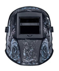 Smoking Rose ADF Welding Helmet Built Tough With Lightweight Fireproof Shell front view with rose design and dual crown strap