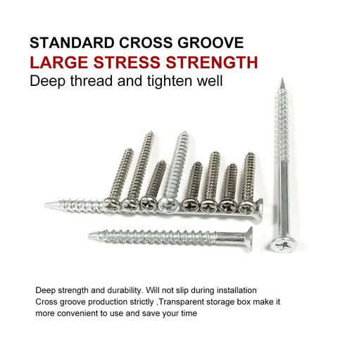 Plastic Drywall Anchors And Screws Kit Premium 300 Piece Assortment In 4 Colors And 10 Sizes with self-drilling stainless steel screws.