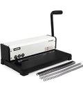 Coil Binding Machine for 3 to 1 Pitch with 32 Hole Punch, shown with spiral coils and sturdy handle, punches 12 sheets at a time.