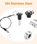 Two Pack Beefy Quick Release Pin One Quarter Inch By Six Tenths Inch Ball Lock With Push Button 304 Stainless Steel Ring Handle