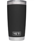 Front view of Rambler 20 Oz Tumbler Stainless Steel Vacuum Insulated With MagSlider Lid Black For Water Coffee Beer No Sweat Design