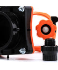 Close-up of Rhino Blaster Pro Holding Tank Rinser With Gate Valve For RV Sewer Cleanup, highlighting high pressure jet and backflow prevention.