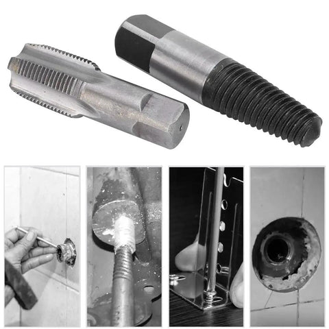 Ultimate 3/4 Inch Pipe Tap Set Plus Broken Pipe Extractor Tool For Hard Water Repair Kit To Bust Seize Threads And Remove Screw Snaps Like A Champ, steel set