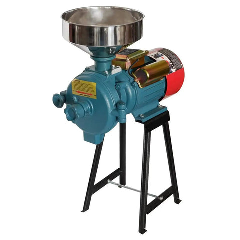 Beast Mode 3000W Electric Grain Mill With 110V Supply Heavy Duty Grain Grinder showcasing funnel and motor on metal stand.