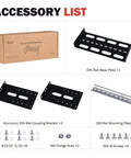 Components of 10 Inch 2U Adjustable DIN Rail Mount Bracket For DeskPi RackMate T1 T0 T2 T0 Plus T1 Plus TL1 Rack displayed in packaging