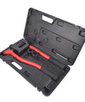 Manual Lever Sheet Metal Hole Punch Kit 20 Gauge With Dies 7/8 Inch 1-1/8 Inch And 1-11/32 Inch in black carrying case