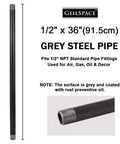 Heavy Duty Half Inch Gray Steel Pipe 36 Inches Long Set Of Six For DIY Industrial Shelving And Home Decor Pre Cut Hardware That Fits Standard Half Inch Threaded Fittings Vintage Industrial Look