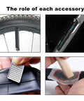 Components of Grab-and-Go Bike Repair Kit With Blue Mini Tire Pump and 11-In-1 Tool, Portable Patch Kit in action