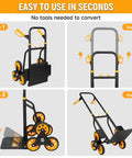 Heavy Duty Stair Climbing Cart With 330 Lb Capacity, 6 Wheel Folding Dolly And Telescoping Handle, Ergonomic Grip, Ideal For Moving Groceries, Boxes, And Bulky Items Up Stairs Or Across Floors. Folding stair cart conversion steps