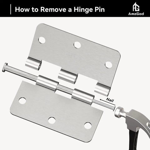 Top Shelf Interior Door Hinges In Brushed Nickel With Rounded Corners Solid Iron Residential Hardware installation guide.