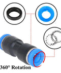 Push To Connect Air Fittings 4mm Tube OD EZ Quick Disconnect Pneumatic Union Connectors with 360-degree rotation feature