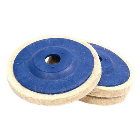Heavy Duty 3 Pack Felt Wool Buffing Wheels For Angle Grinder, soft blue pads designed for precise metal polishing tasks.
