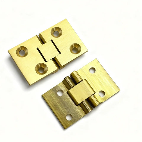 Heavy Duty Brass Flip Top Hinges For Furniture And Cabinet Doors Featuring 180 Degree Folding Concealed Joints Crafted From Real Solid Metal With Mounting Screws For Diy Projects That Are Damn Near Indestructible, 50mm x 30mm size.