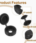 Black plastic hinged screw cover caps 3.1 millimeter inner diameter 0.12 inch shutter caps for windows exterior railings and furniture