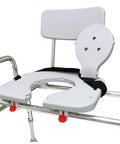 Sliding Transfer Bench With Replaceable Cutout Seat, Heavy Duty Shower Chair For Bath Safety, sturdy metal frame, close-up view