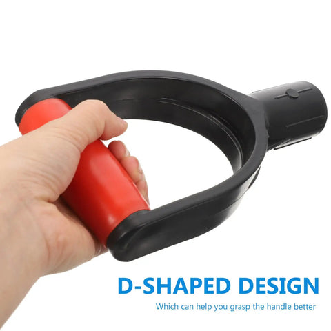 Grip Shovel Handle Replacement 2 Pack D Style Handles Easy Install For Garden Shovels held in hand, red and black design.