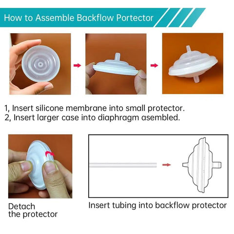 Backflow Protector And Silicone Tubing Replacement Kit For Spectra S1 S2 9 Plus Breast Pumps Closed System Upgrade With 2 Backflow Protectors And 2 Tubes Compatible Replacement Parts assembly instructions