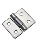 Close-up of stainless steel damping torque hinge with two-leaf plates and mounting holes (1 pc).