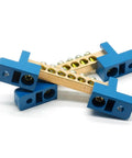 2 Pack Brass Ground Bar Terminal Block, 6 Position Wire Screw Grounding Bus Bar, 5mm holes, compact size 83mm x 21mm x 12mm.