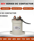 Heavy Duty High Voltage Contactor And Electric Relay Switch For EV Chargers Running 12V To 72V With Normally Closed Contacts, SEV200AD model.