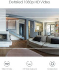 Living room captured by 1080p Indoor Security Camera With Night Vision And Motion Alerts, 135 Degree Wide Angle, Two Way Audio.
