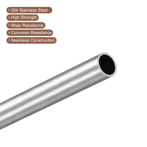 uxcell 304 stainless steel tube, hollow silver metal tubing for machinery, 10mm OD