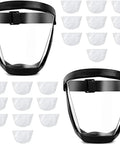 Full Face Shield 2 Pack Clear Wide Angle Anti Fog Visor With Breathable Lower Vent For Yard Work Woodworking Sawdust And Debris Protection Keep Your Mug Safe On The Daily with clear visors and white dust mats.