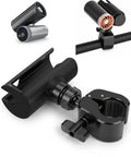 Top Shelf Adjustable Fan Clamp Attachment For Shark ChillPill 3 In 1 Cooling Fan, black heavy-duty clamp for secure mounting on bikes or strollers.
