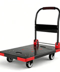 Heavy Duty Push Cart Dolly Platform Truck Hand Truck With Foldable Flatbed High Capacity Moving Cart For Boxes Sponge Anti Slip Foam Grip Handle Shock Absorbing Cold Proof Space Saving Design, foldable 35.4x23.6 in platform
