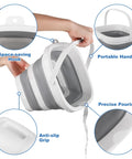 5L Collapsible Cleaning Bucket With Triple Reinforced Frame for Camping and Outdoor Use, showing handle and pouring feature.