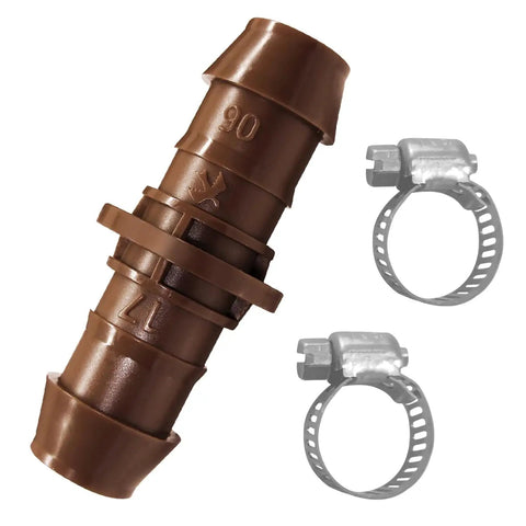 Universal Drip Line Repair And Extension Kit With Plastic Coupler And Stainless Steel Clamps For 5/8 In, 1/2 In, And 0.700 In Tubing