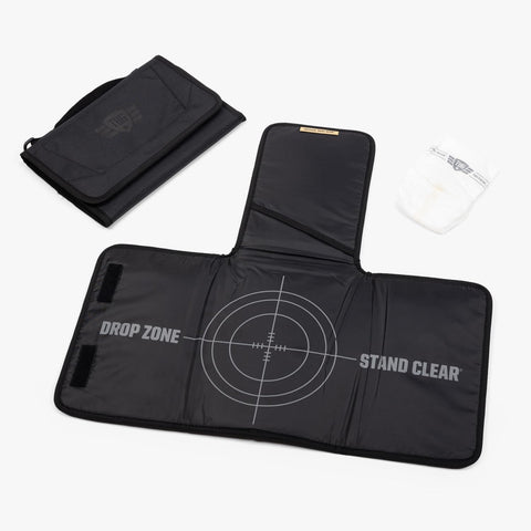 Open changing mat from Everyday Tactical Diaper Bag Backpack For Dads With Changing Mat Stroller Straps Built In Magnetic Wipes Pocket Cooler Pouch Thermal Pocket And Snack Space Black Everyday
