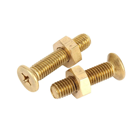 Cross Countersunk M6 Screws And Hex Nut Kit In 304 Stainless Steel, 40 Piece Or 20 Piece Sets, two gold screws with hex nuts