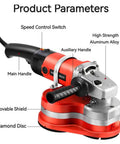 Heavy Duty Electric Concrete Grinder With Variable Speed Control And Side Handle for quick floor resurfacing, showing main handle and diamond disc.