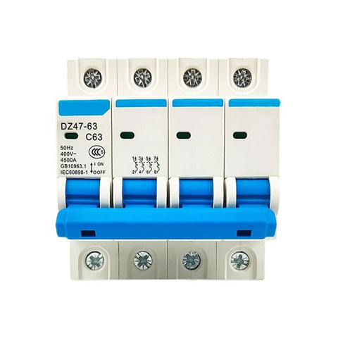 Heavy Duty DZ47-63 Mini Circuit Breaker MCB, Thermal Magnetic Switch for Load Center, 6A to 63A DIN Rail Mount.
