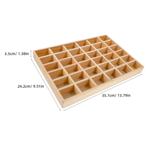 Top Tier Solid Wood Jewelry Tray Organizer designed to keep your bling neatly arranged in 36 grids, dimensions 35.1cm x 24.2cm.