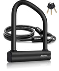 Heavy Duty U Lock With 18mm Hardened Shackle And 6ft Steel Security Cable For E Bikes And Electric Scooters Includes 3 Keys Built For Real World Anti Theft On Motorcycles Moped Dirt Bikes And Tri Bikes.
