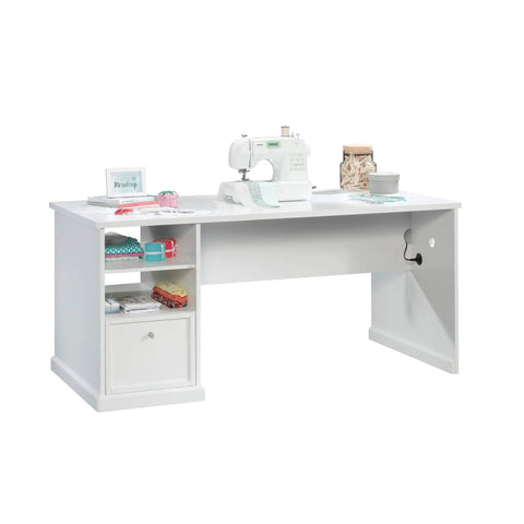 Game Changing Adjustable Sit Stand Computer Desk With Storage And Heavy Duty Home Office Craft Table Plus Vibe Ready Writing Desk For Modern Bedroom with sewing machine and storage.